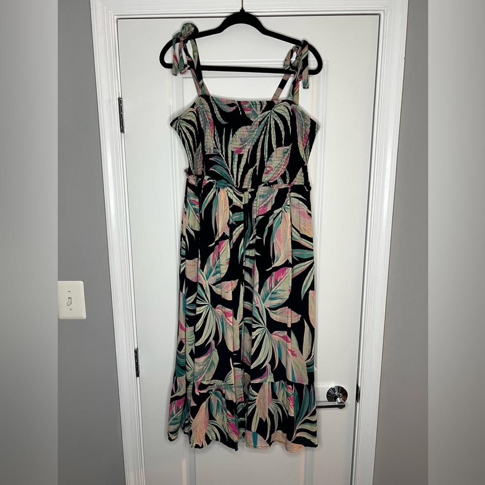 Torrid Maxi Rayon Tiered Dress, 2X , Multi Black